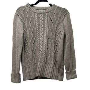 J.Crew Gray Cable Knit Crewneck Scandi Sweater Lambswool Blend Size Small